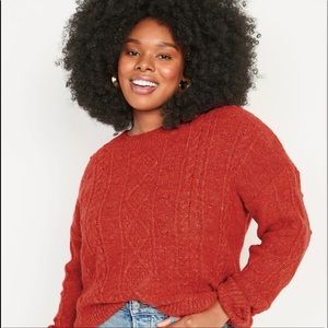 Old Navy marled cable knit sweater red L tall